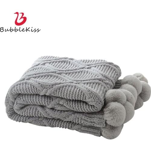 Bubble Kiss Throw Blanket Knitted Balls Blanket For Beds Pure Color Sofa Blanket Thicken Warm Home Bedding Cover Blanket On Bed