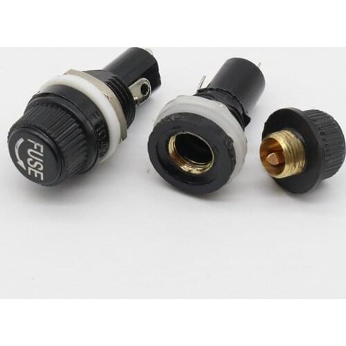 5pcs/lot 5*20mm glass fuse holders 5x20 black insurance tube socket fuse holder for 5*20 insurance Panel Mount Fuse Holder