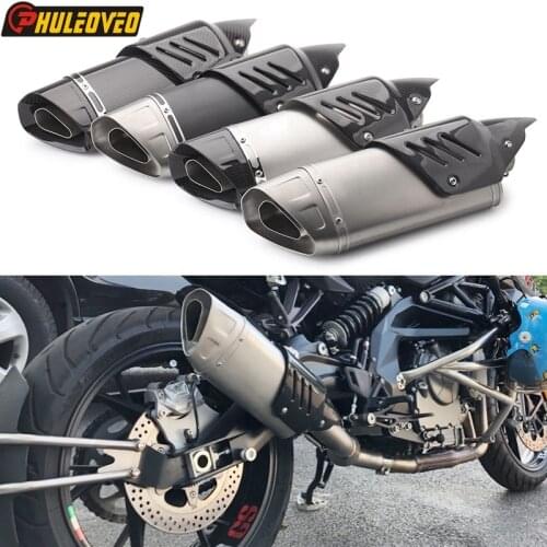 Universal Inlet 51mm Length 450mm Motorcycle Exhaust Muffler Escape Demper Carbon Fiber Exhaust Muffler for MT09 MT07 Z900 R1 R3