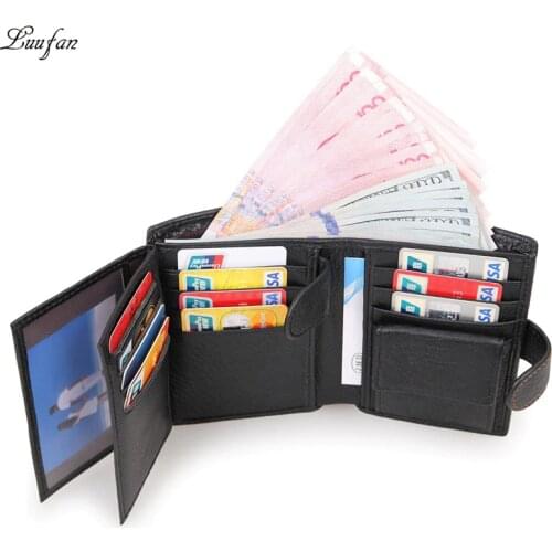 Vintage Men Wallet Genuine cow Leather Short RFID Wallets Male Multifunctional Cowhide Purse Coin Pocket Driver License Holder