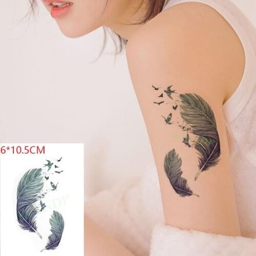 Waterproof Temporary Tattoo Sticker Bird Feather Sexy Small Size Body Art Flash Tattoo Fake Tattoo for Women Men