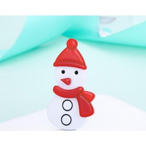 MAIKALE Lovely Christmas Snowman Brooches for Women Red Acrylic Resin Acetate Cartoon Enamel Brooch Pins Gifts for Girls Kids