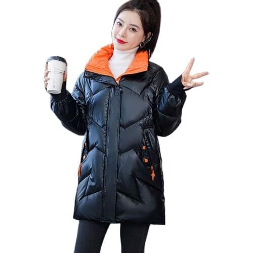 Women Winter Jacket Parka 2021 New Fashion Mid-long Down Jacket Youth Stand Collar Casual Street Warm Autumn Winter Coat Female