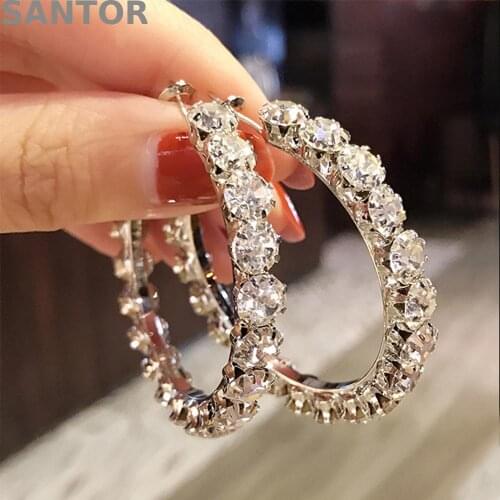 50mm Luxury Large Hoop Earrings Set Big Crystal Stud Earrings Hip Hop Punk Women Big Earrings Trendy Jewelry