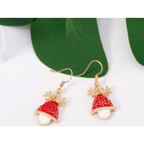Women Stylish Christmas Hat Design Hook Earrings Xmas Decoration Jewelry Gift
