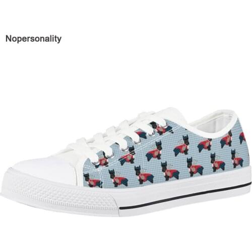 Nopersonality Cute Scottish Terrier Sneakers for Women Casual Low Top Canvas Shoes Breathable Femme Flat Shoes Zapatos De Muje