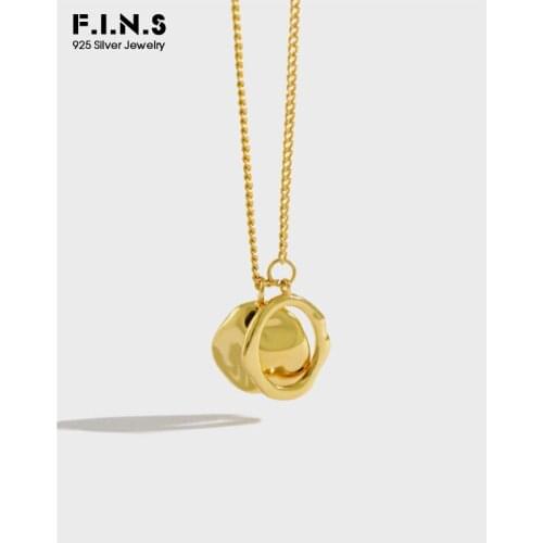 F.I.N.S Unique 925 Sterling Silver Necklace Korean Fashion Uneven Circle Round Necklace Pendants for Women 925 Silver Jewelry