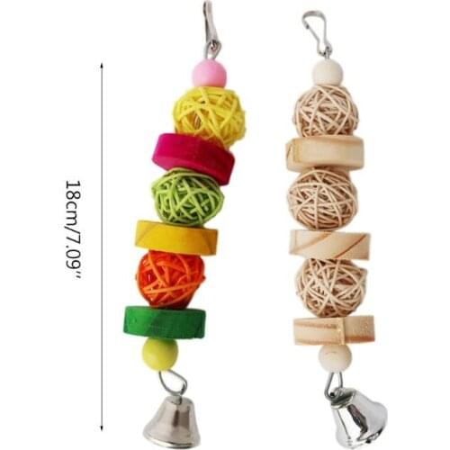 Parrot Chew Strands Wooden Bird Parakeet Bite Molar Toys Rattan Ball H58C