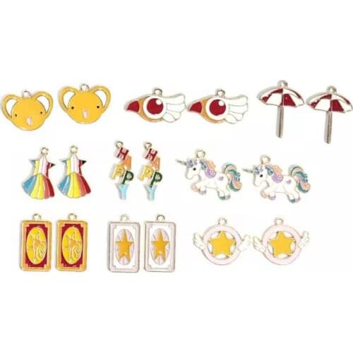 10pcs Charm Cute Unicorn Letter Dripping Oil Alloy Jewelry Accessories Shoe Chain Pendant Korean Hot Selling Style Wholesale