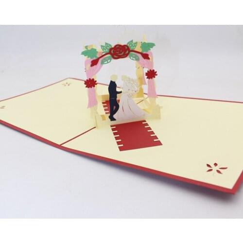 3D Handmade Wedding Ceremony Scene Couple Paper Greeting Cards PostCard Valentines Day Engagement Wedding Invitation Gift