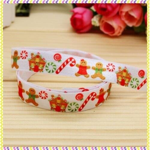 5/8 inch Free shipping Elastic FOE christmas printed headband headwear diy hair band wholesale OEM H4408