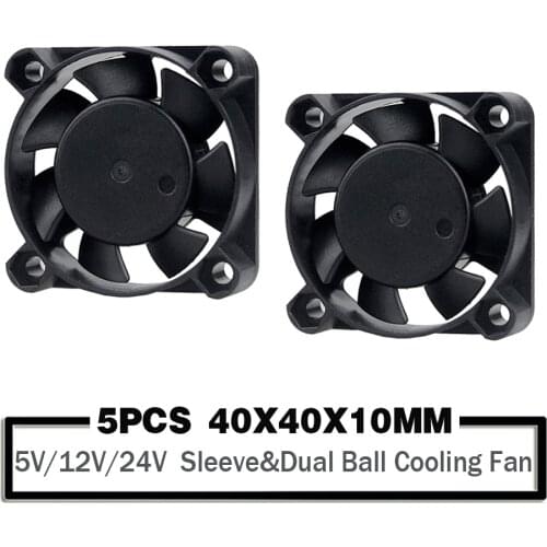 5PCS DC 24V 12V 5V 40mm x 40mm x 10mm 2-Pin Ball Bearing Computer PC Case Cooling Fan 4010