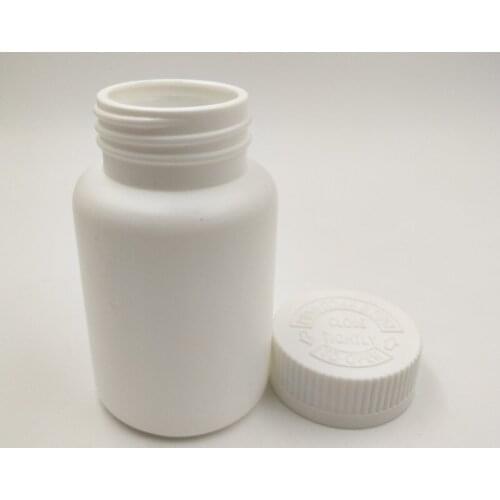 50pcs 150ml 150cc HDPE White Plastic Empty Pharmacy Refillable Vitamin Capsules Bottles with CRC Caps medical Storage Bottle