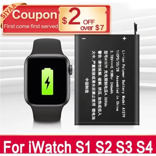 SIYAA For Apple Watch Battery Series 1 2 3 4 A2058 Series1 Series2 GPS+LTE 38mm 40mm 42mm 44mm Batteries A1578 A1579 A1760 A1761