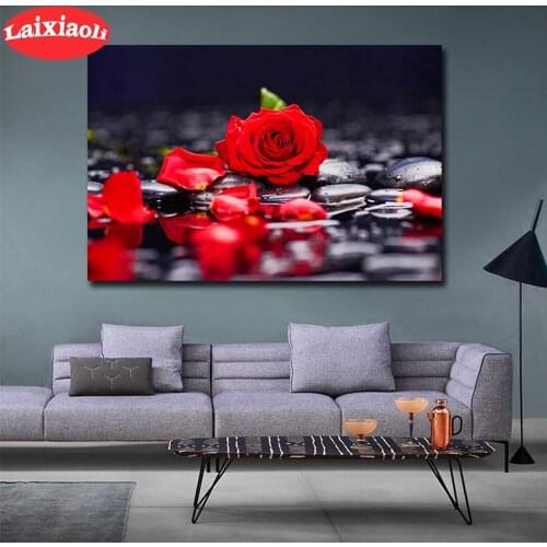 Full Square Round Drill Red rose DIY Diamond Painting Mosaic 5D Embroidery Full Rhinestone Cross Stitch rhinestone Decoration