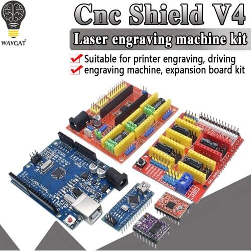 Free shipping! CNC shield v3 V4 engraving machine 3D Printer+ A4988 driver expansion board NANO 3.0 / UNO R3 with USB cable