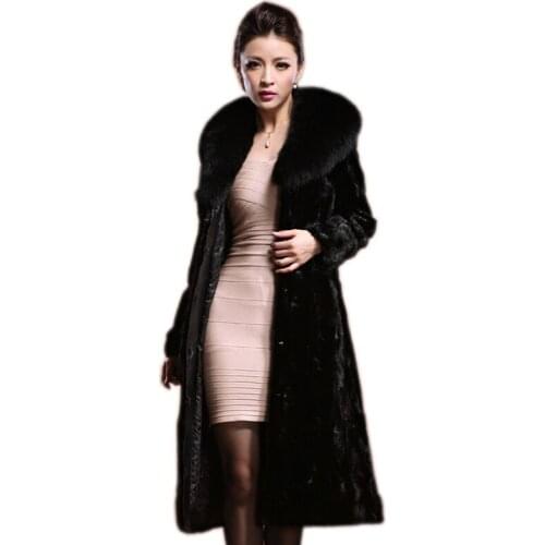 Free shipping EMS Tide warm long style mink overcoat womens fur coat