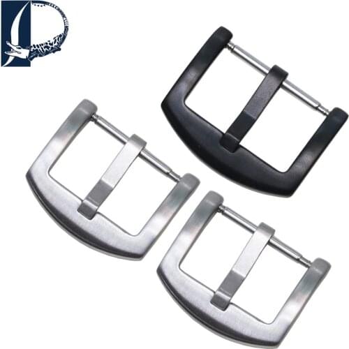 PESNO Belt Pin Bukcle 16mm 18mm 20mm 22mm 304Stainless Steel Clasp Black Silver for Genuine Leather Watch Band Accessories