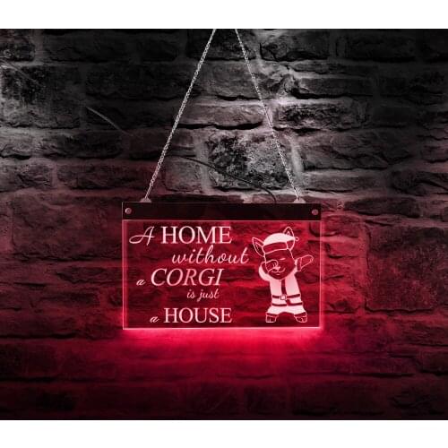 A House Christmas Corgi LED Neon Sign Welsh Corgi Lighting Decor Dog Breeds LED Wall Sign Lighting Board Hanging Night Lamp