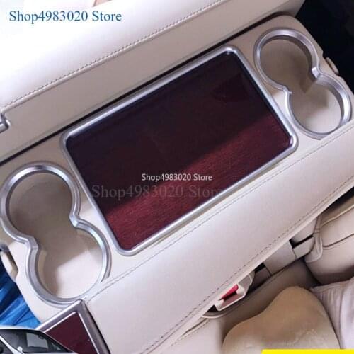 Chrome Car Styling Rear Seat Water Cup Holder Overlay Trim Panel Frame For 2016 2017 2018 Toyota VELLFIRE 30 Alphard Accessories