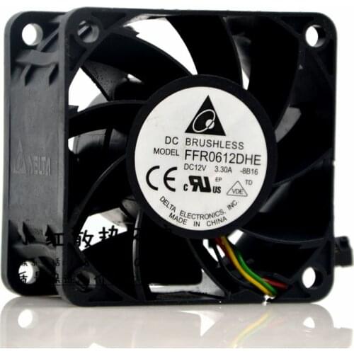 FFR0612DHE, -8B16, DC 12V 3.30A, 60x60x38mm 40mm 4-wire 6-pin connector Server Square fan