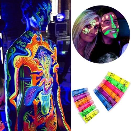 New Arrival ! 6 Colors Glow in Dark Body Art Paint Safe Non-Toxic Pigment Halloween Make Carnaval Party Fancy Face Body Paint