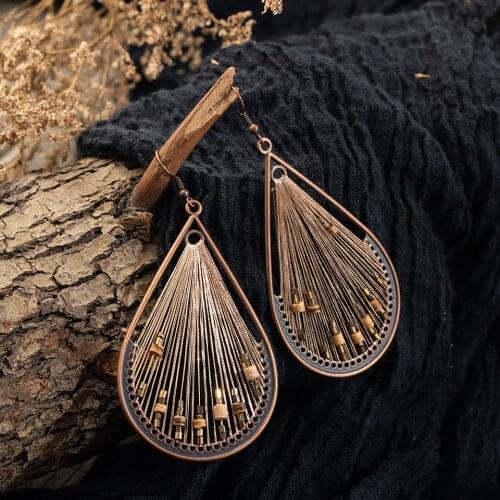 Charming vintage ethnic bohemian Big water drop earrings for women and girls statement earring wedding partyt accessories gift