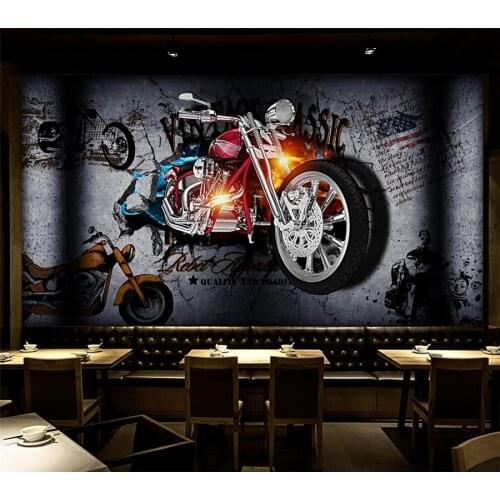 Custom wallpaper 3d motorcycle broken wall personality bar mural cafe restaurant decoration ktv background wall papel de parede