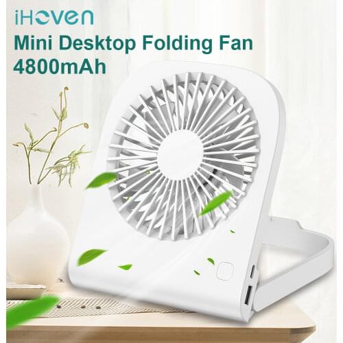 IHoven Portable Table Fan USB Rechargeable with Power Bank 4800mAh Cooling Cooler Mini Fan for office Gadgets Home Desktop