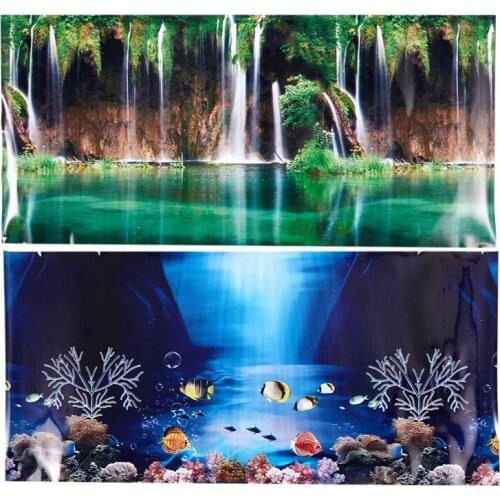 Practical Blue Fresh Sea Background Aquarium Ocean Landscape Poster Fish Tank Background
