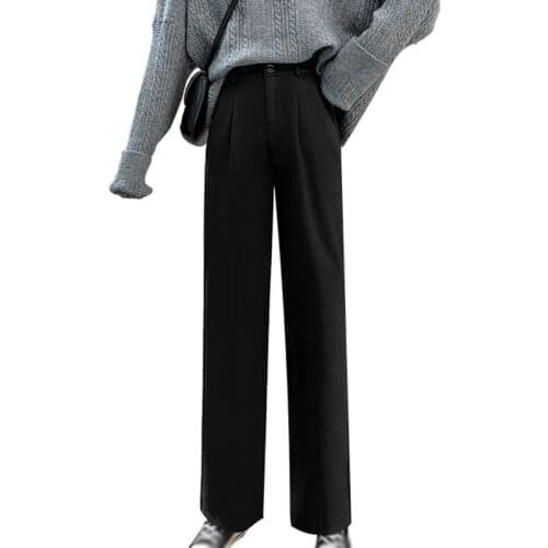 Straight Wide-Leg Pants Women Vintage Straight High Waist Long Pants Korean Loose Casual Trouser