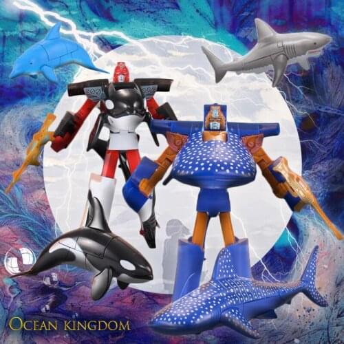 Transformation Sea Life Robot Toys Killer Whale Dolphin Great White Shark Deformation Plastic Boys Action Figure Children Toys
