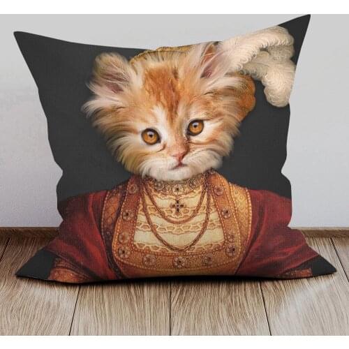 Hand Painting Animals Poster Cushion Covers European Vintage Dog Deer Tiger Elephant Print Decorative Pillow Case