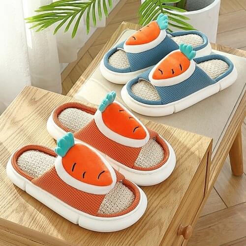 Women Indoor Slippers Cartoon 3D Carrot Floor Flat Shoes Anti-slip Thick Platform Slides Women Flip Flops Home Couples Slippers