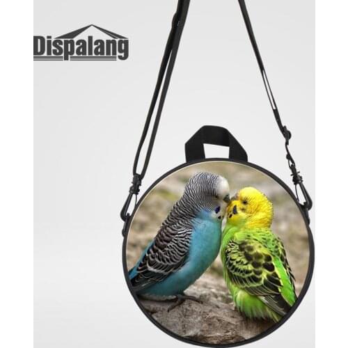 Dispalang Round Bag For Women Parrot Printed Messenger Bags For School Toddler Crossbody Shoulder Bag For Traveling Girl Rugtas