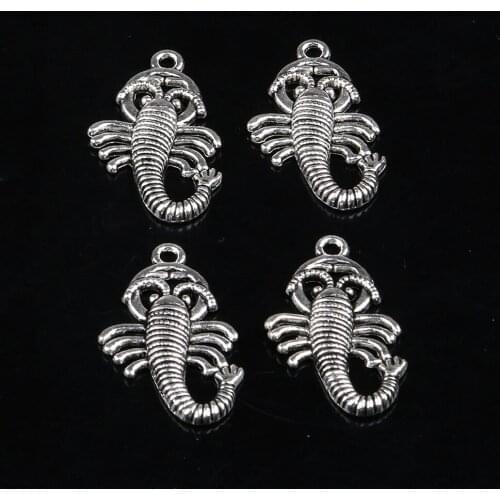 Tibetan Silver Color, 10PCS Zinc Alloy Scorpion Shape Metal Pendant, Charms for Jewelry Making,Handmade DIY Necklace Accessories