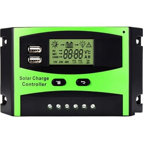 Lcd Screen New Pwm Solar panel Charge Controller 30A 50A Pwm Solar Charger Controller 40 Amp 60 Amp 12V 24V Solar Control Panel