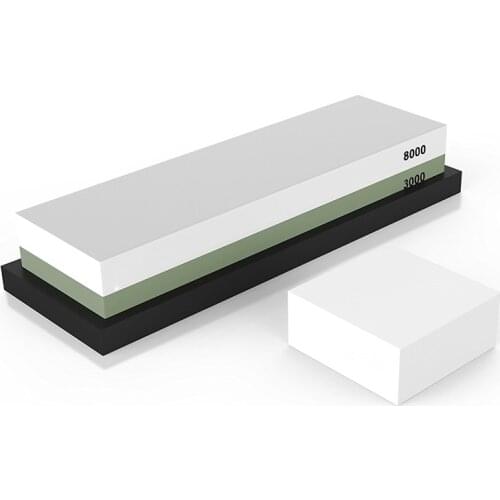 Premium Sharpening Stone 2 Side Grit 3000/8000 Whetstone | Best Kitchen Knife Sharpener Waterstone with NonSlip Rubber Base & Fl