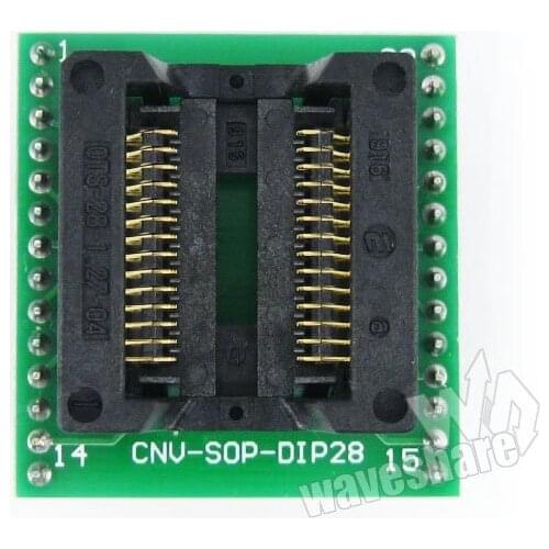 Waveshare SO28 SOIC28 SOP28 TO DIP28 (A) OTS-28-1.27-04 Enplas IC Adapter Test Socket 1.27mm Pitch 7.5mm Width