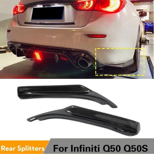 Rear Bumper Lip Diffuser Spoiler Splitters For Infiniti Q50 Q50S 2014 - 2017 Rear Bumper Lip Splitters Carbon Fiber