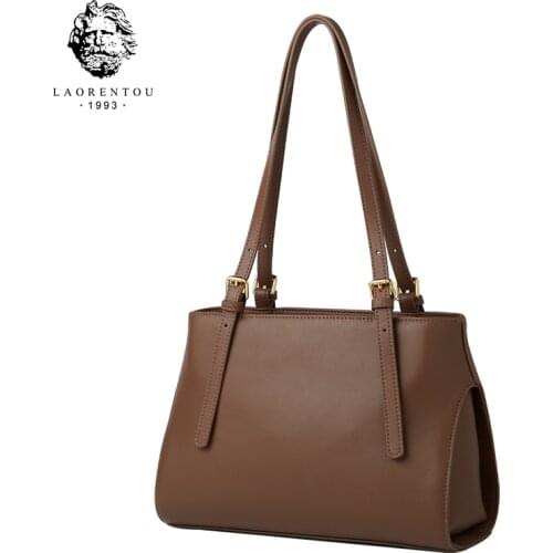 LAORENTOU Genuine Leather Ladies Handbag Commuter Shoulder Bag Female Fashionable Large-capacity Tote Bag