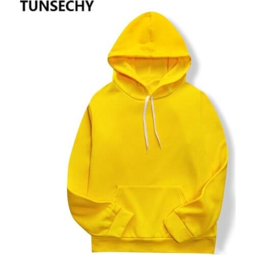 2020 womens yellow casual long-sleeved comfortable hoodie plain color street wear skateboard hoodies in spring and fall