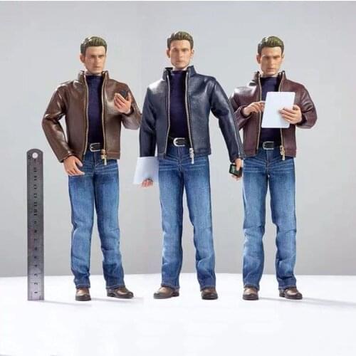 1/6 Scale CEN-M10 Men Trendy Leather Jacket Jeans Clothes Suit for 12" Action Figure Body Male Doll Accessory Toys