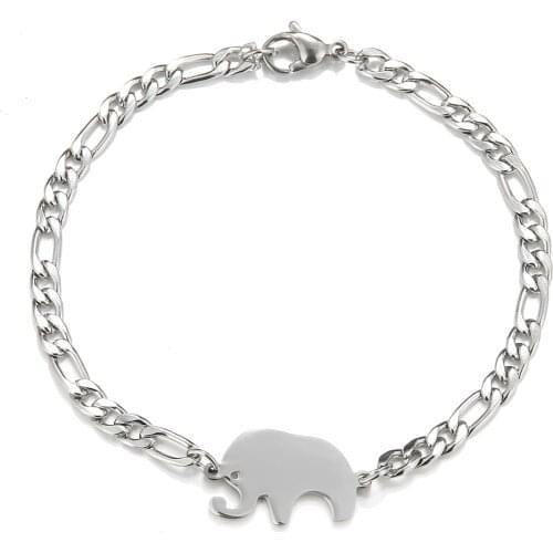 2021 Fashion Charm Jewelry Stainless Steel Elephant Bracelet Vintage Titanium Steel Cuff Bracelet for Women Pulseras Mujer