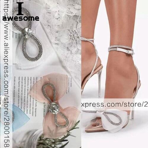 3 Colors Fashion Rhinestone Bow-knot Bridal Wedding Party Shoes Accessories For high Heels Flats Slipper Shoe Decorations flower