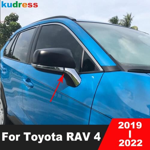 For Toyota RAV4 RAV 4 2019 2020 2021 ABS Chrome Side Door Rearview Mirror Strip Cover Trim Car Styling Accessories 4pcs