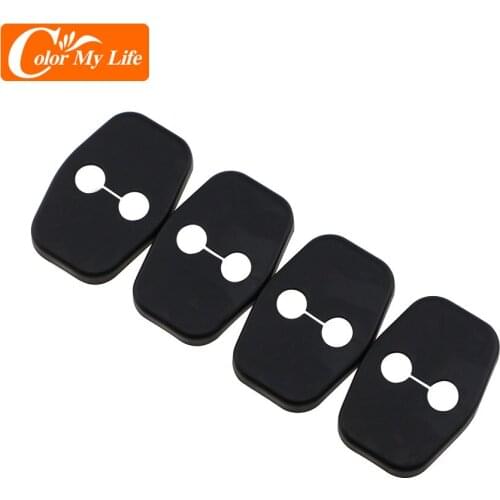 4Pcs/Set ABS Black Car Door Lock Protection Cover for Peugeot 208 2015 - 2019 Auto Doors Lock Dust Protector Covers Trim
