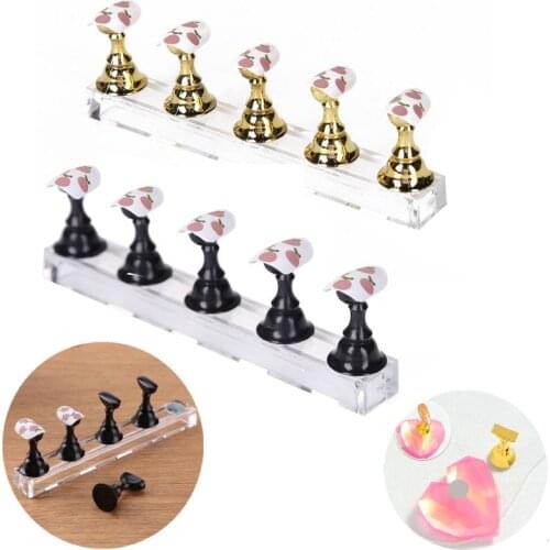 5pcs/Set Nail Practice Base False Nails Showing Stand False Nail Tips Practice Stand Acrylic Display Magnetic Holder Art Tools