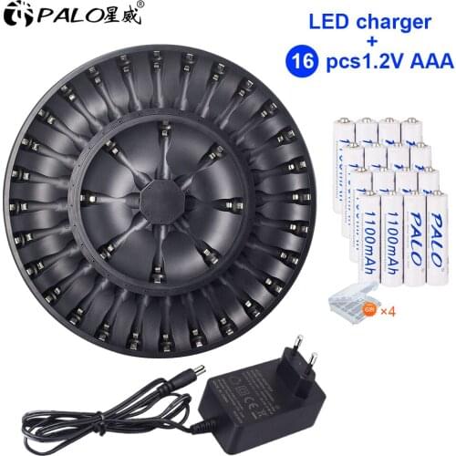 PALO 1.2V NI-MH AAA 1100mAh rechargeable battery aaa batteries with 36 bay smart battery charger for 1.2V aa aaa batteries