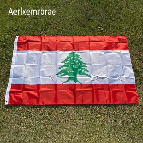 Free shipping aerlxembrae flag Republic of Lebanon Lubnan flag Indoor Outdoor 3*5FT/90*150cm Hanging flag